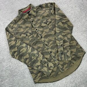 Sovereign Code Mens Small Camo Utility Button Up Shirt Long Sleeve‎ Epaulettes